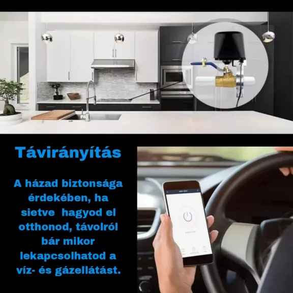 Okos szelepvezérlő, Víz- és Gázszelephez, Wifi