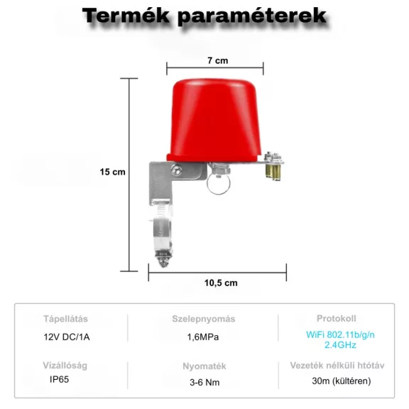Okos szelepvezérlő, Víz- és Gázszelephez, Wifi