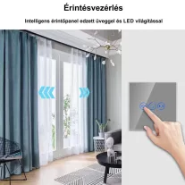 Függöny kapcsoló, WiFi, üveg előlap