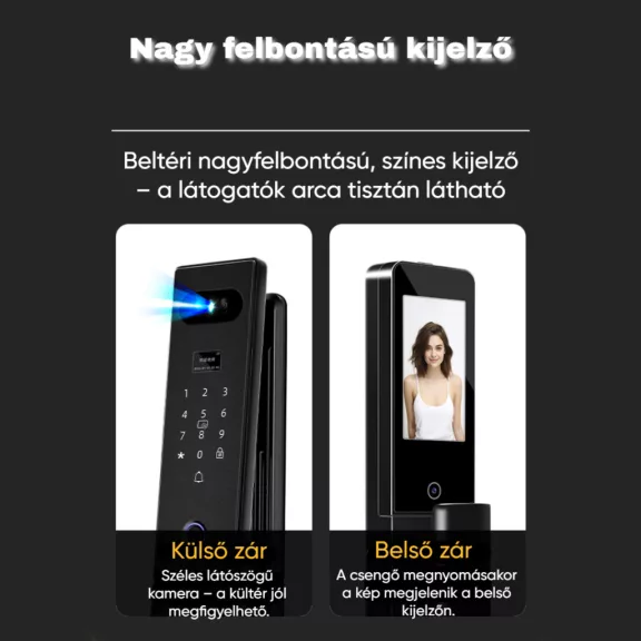 Z6 FEKETE okos kilincs, 3D arcfelismerés
