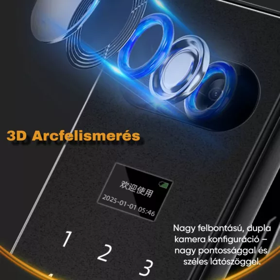 Z6 FEKETE okos kilincs, 3D arcfelismerés