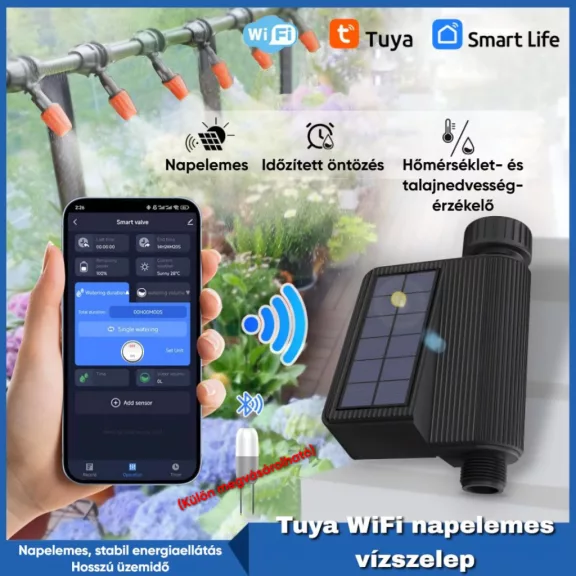 Okos vízszelep, Napelemes, WiFi
